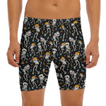 Dancing Skeleton Party Pattern Print Men's Long Boxer Briefs