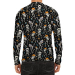 Dancing Skeleton Party Pattern Print Men's Long Sleeve Rash Guard