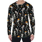 Dancing Skeleton Party Pattern Print Men's Long Sleeve T-Shirt