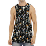 Dancing Skeleton Party Pattern Print Men's Muscle Tank Top