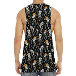 Dancing Skeleton Party Pattern Print Men's Muscle Tank Top
