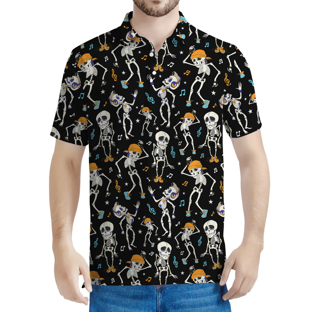 Dancing Skeleton Party Pattern Print Men's Polo Shirt