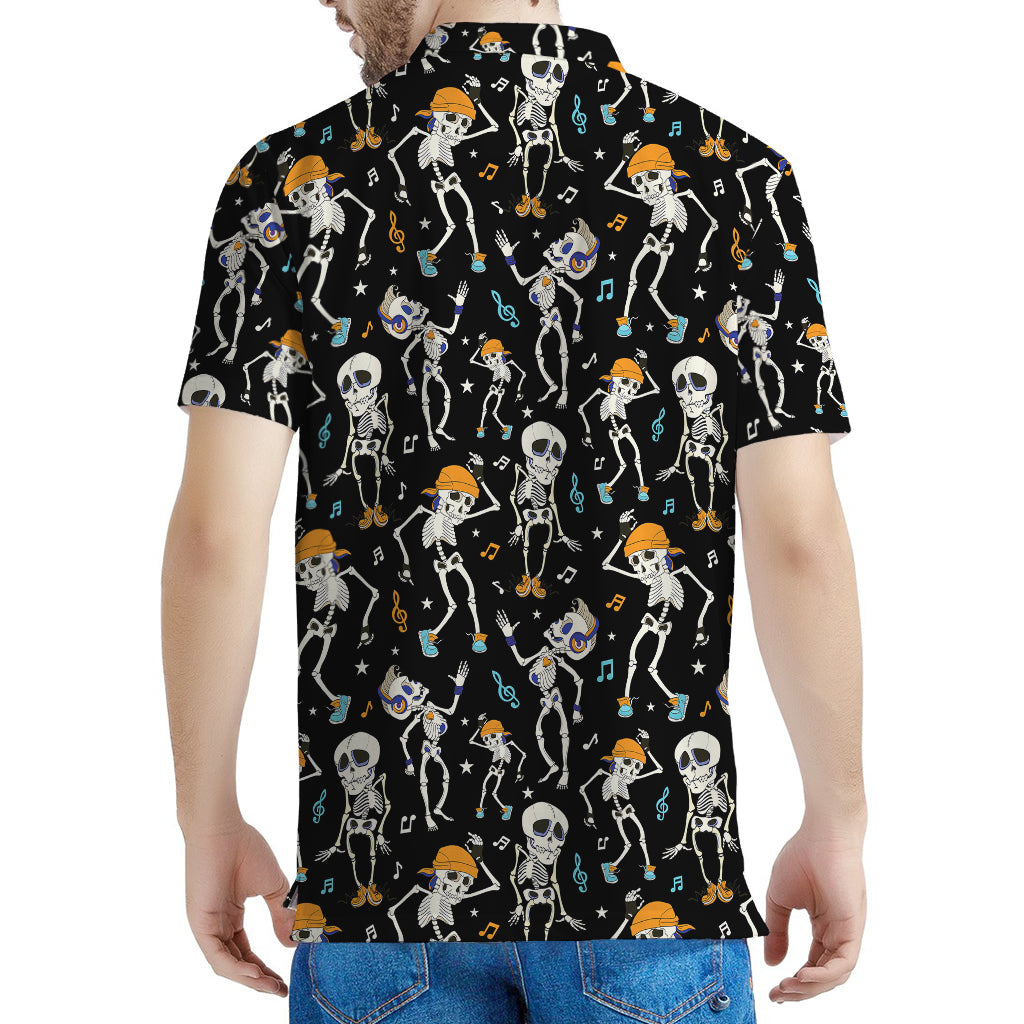 Dancing Skeleton Party Pattern Print Men's Polo Shirt