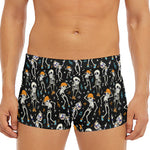 Dancing Skeleton Party Pattern Print Men's Short Boxer Briefs