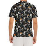 Dancing Skeleton Party Pattern Print Men's Short Sleeve Rash Guard