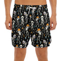Dancing Skeleton Party Pattern Print Men's Split Running Shorts