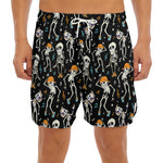 Dancing Skeleton Party Pattern Print Men's Split Running Shorts