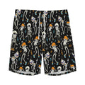 Dancing Skeleton Party Pattern Print Men's Athletic Shorts