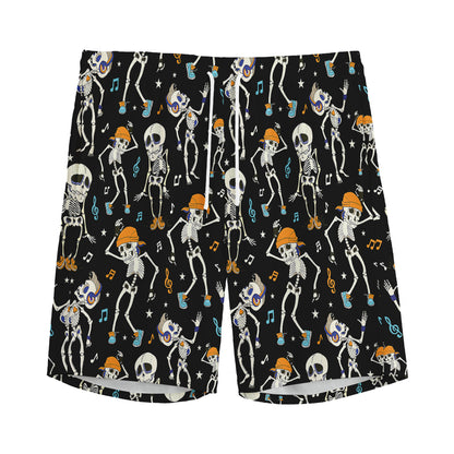 Dancing Skeleton Party Pattern Print Men's Sports Shorts