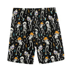 Dancing Skeleton Party Pattern Print Men's Sports Shorts