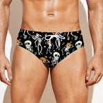 Dancing Skeleton Party Pattern Print Men's Swim Briefs