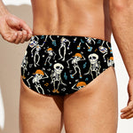 Dancing Skeleton Party Pattern Print Men's Swim Briefs