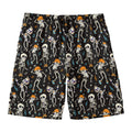 Dancing Skeleton Party Pattern Print Men's Swim Trunks