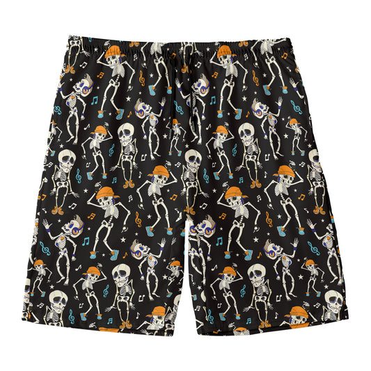 Dancing Skeleton Party Pattern Print Men's Swim Trunks
