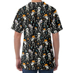 Dancing Skeleton Party Pattern Print Men's Velvet T-Shirt