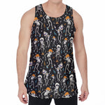 Dancing Skeleton Party Pattern Print Men's Velvet Tank Top