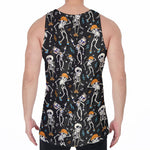 Dancing Skeleton Party Pattern Print Men's Velvet Tank Top