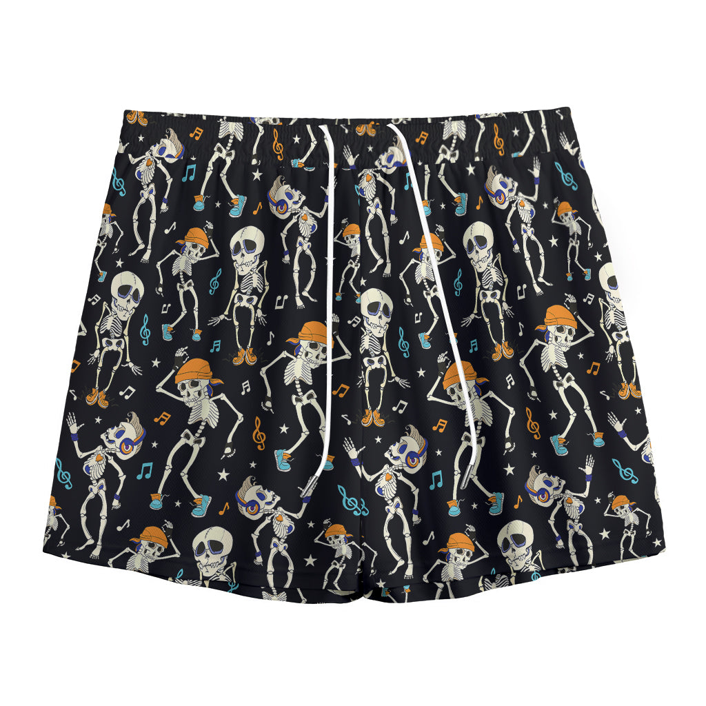 Dancing Skeleton Party Pattern Print Mesh Shorts