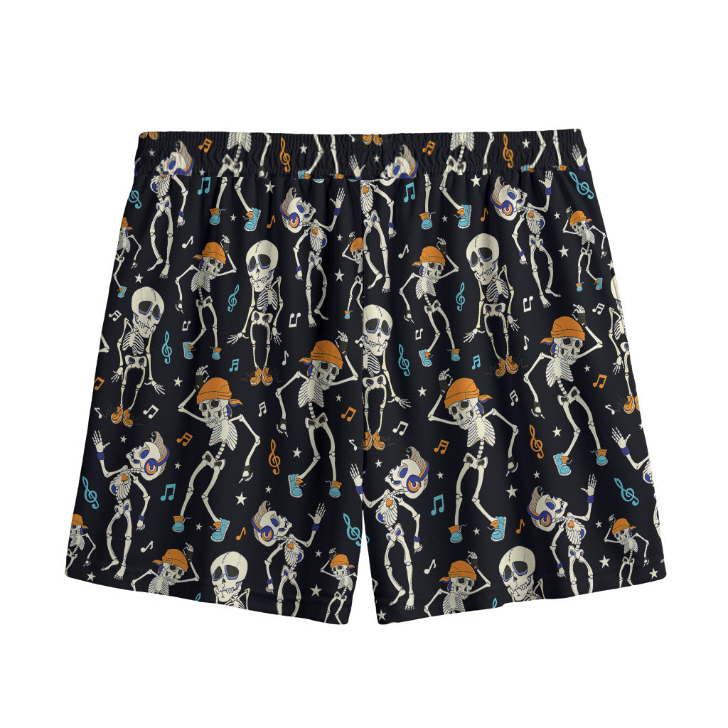 Dancing Skeleton Party Pattern Print Mesh Shorts