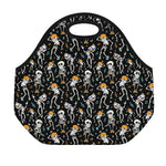Dancing Skeleton Party Pattern Print Neoprene Lunch Bag