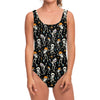Dancing Skeleton Party Pattern Print One Piece Swimsuit