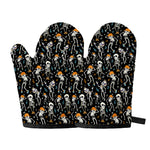 Dancing Skeleton Party Pattern Print Oven Mitts