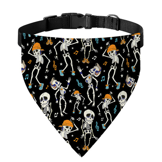 Dancing Skeleton Party Pattern Print Over The Collar Dog Bandana