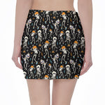 Dancing Skeleton Party Pattern Print Pencil Mini Skirt