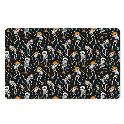 Dancing Skeleton Party Pattern Print Polyester Doormat