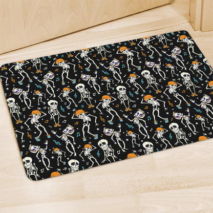 Dancing Skeleton Party Pattern Print Polyester Doormat