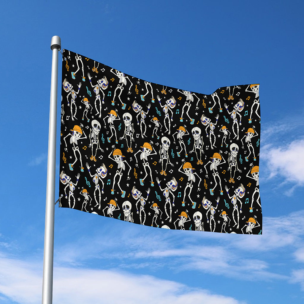 Dancing Skeleton Party Pattern Print Polyester Flag