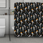 Dancing Skeleton Party Pattern Print Polyester Shower Curtain