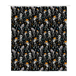 Dancing Skeleton Party Pattern Print Polyester Shower Curtain