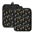 Dancing Skeleton Party Pattern Print Pot Holders With Pocket