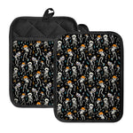 Dancing Skeleton Party Pattern Print Pot Holders With Pocket