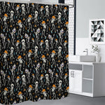 Dancing Skeleton Party Pattern Print Premium Shower Curtain