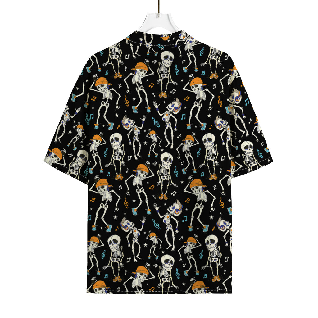 Dancing Skeleton Party Pattern Print Rayon Hawaiian Shirt