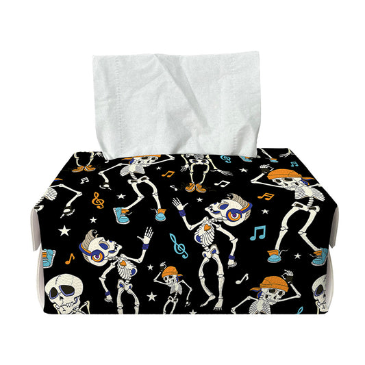Dancing Skeleton Party Pattern Print Rectangle Tissue Box Cover