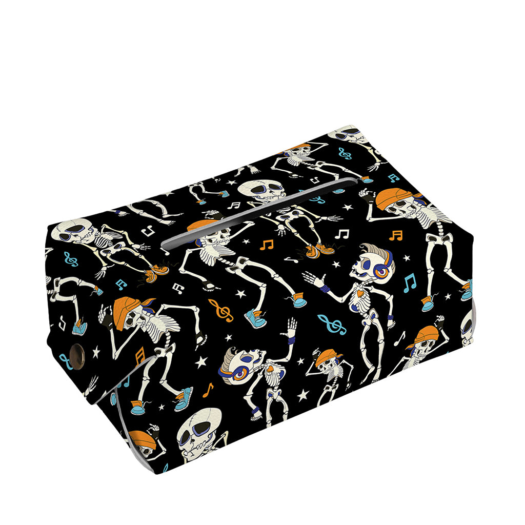 Dancing Skeleton Party Pattern Print Rectangle Tissue Box Cover