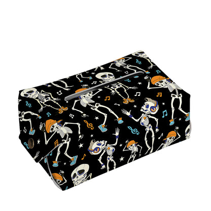 Dancing Skeleton Party Pattern Print Rectangle Tissue Box Cover
