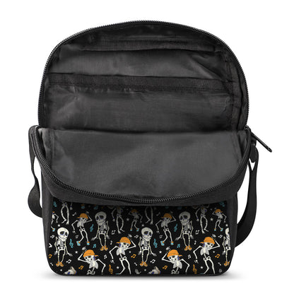 Dancing Skeleton Party Pattern Print Rectangular Crossbody Bag