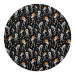 Dancing Skeleton Party Pattern Print Round Blanket
