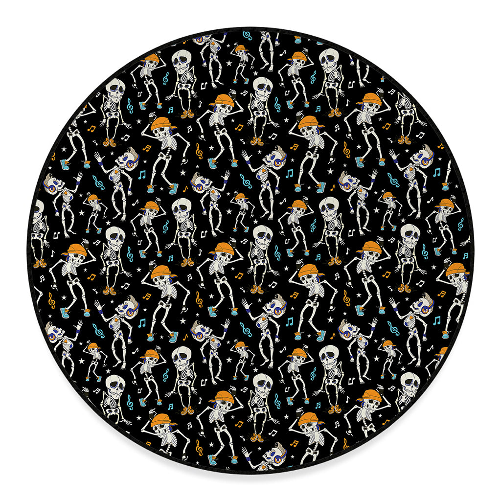 Dancing Skeleton Party Pattern Print Round Floor Mat