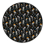 Dancing Skeleton Party Pattern Print Round Floor Mat