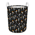 Dancing Skeleton Party Pattern Print Round Laundry Basket