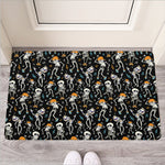 Dancing Skeleton Party Pattern Print Rubber Doormat