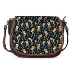 Dancing Skeleton Party Pattern Print Saddle Bag