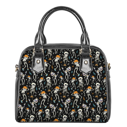 Dancing Skeleton Party Pattern Print Shoulder Handbag
