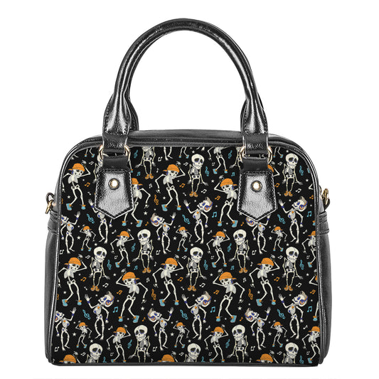 Dancing Skeleton Party Pattern Print Shoulder Handbag