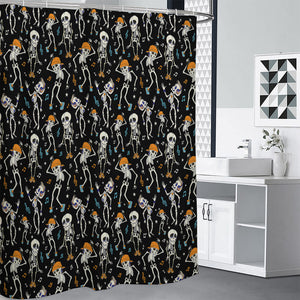 Dancing Skeleton Party Pattern Print Shower Curtain